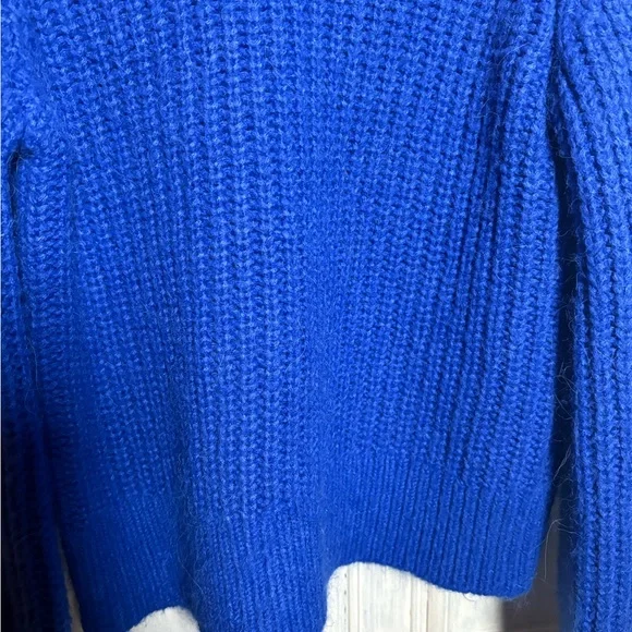 Boden Cobalt‎ Blue Chunky Knit Ribbed Balloon Sleeve Wool Alpaca Sweater Cozy - Picture 7 of 10